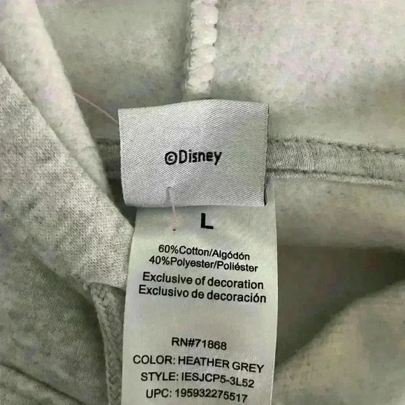 Disney Minnie Mouse Gray Embroidered Hoodie size large - Picture 5 of 5